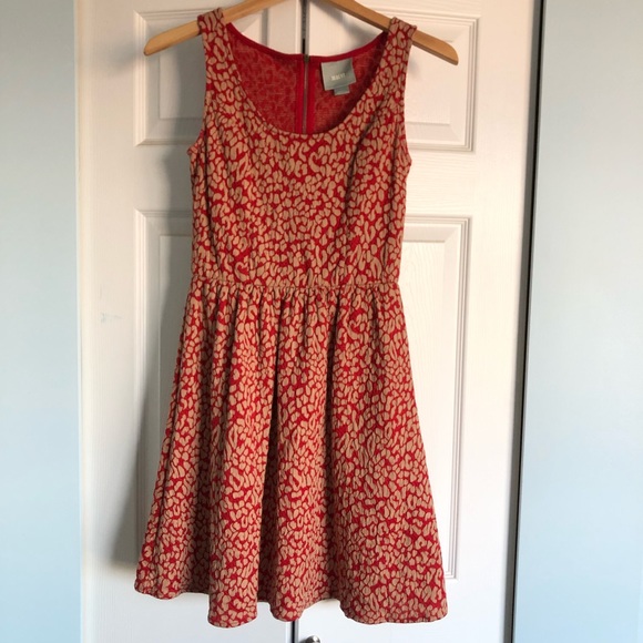 Anthropologie Maeve Red Caldera Leopard Print Fit & Flare Dress.  Size XS - Picture 8 of 8